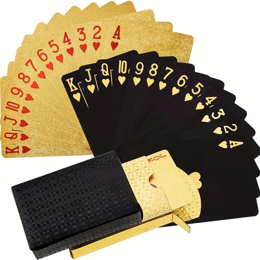 24K Gold Waterproof Plastic Playing Cards – Durable PET Poker Deck for Table Games & Gift Nights
