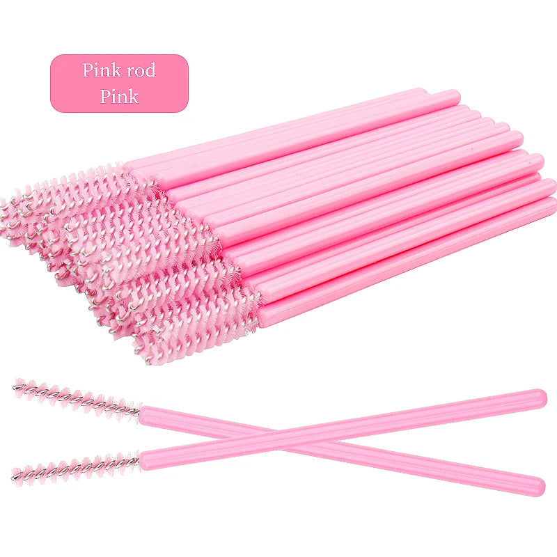 50-Piece Disposable Eyelash Mascara Brushes – Crystal Diamond Handle Spoolies for Lash Extension & Eyebrow Grooming