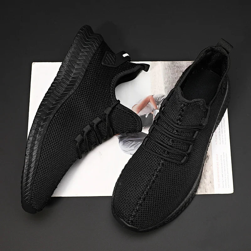 Unisex Breathable Running Sneakers – Non-Slip Knit Mesh Lace-Up Trainers for Outdoor Jogging, Hiking, and Training, Lightweight EVA Cushion Shoes