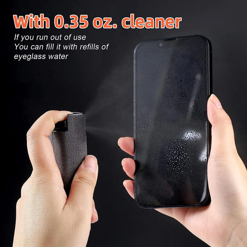 2-in-1 Microfiber Screen Cleaner Spray Bottle – Portable Cleaning Tool for Phone, Tablet, Laptop & TV Screens