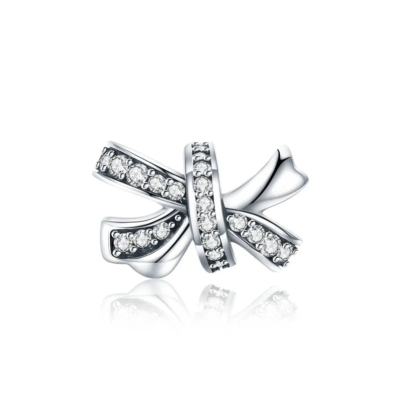 925 Sterling Silver Family Heart Cross Charm – Clear 5A Crystal Bead for Bracelets & Necklaces