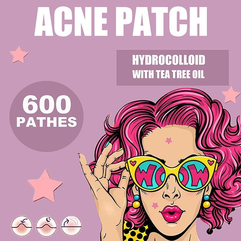 300/600/1200pcs Star-Shaped Acne Pimple Patches – Invisible Hydrocolloid Spot Stickers for All Skin Types