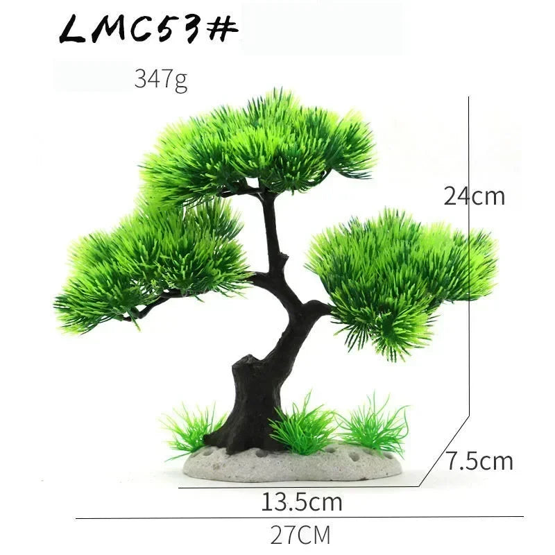 Simulation Aquarium Plant Decoration – Plastic Water Plants, Flowers, Trees, and Rock Accessories for Fish Tank Landscaping