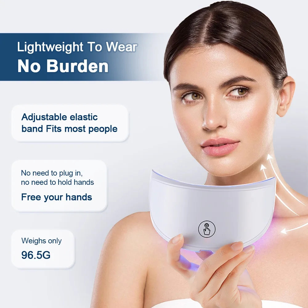 7-Color LED Facial and Neck Light Therapy Mask – Red Light Anti-Aging Device for Skin Tightening, Lifting, Rejuvenation, and Whitening