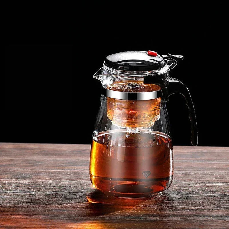 Chinese Style Kung Fu Teapot – Heat Resistant Glass Teapot with Tea-Water Separation Filter for Home or Office Use