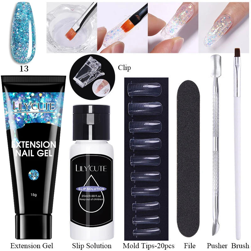15ml Nail Extension Gel Kit – Soak Off UV Acrylic Gel in White, Clear & Pink for Home or Salon Nail Art