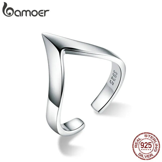 Adjustable Wave Geometric Love Ring in 925 Sterling Silver – Trendy Wedding Band for Women