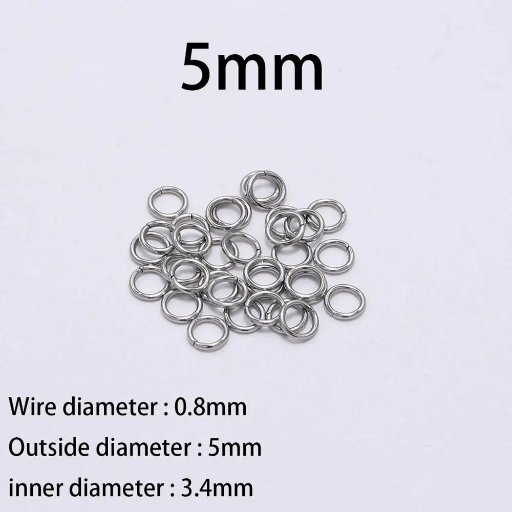 30–200pcs Stainless Steel Split Jump Rings – 3–25mm Open Loop Connectors for DIY Jewelry Making Accessories