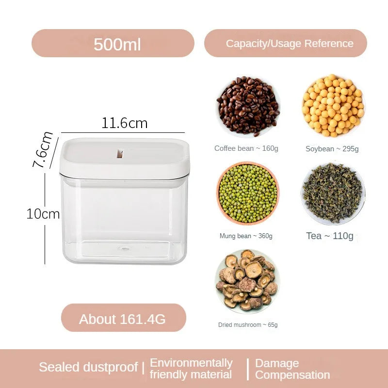 Clear Food-Grade Plastic Storage Jar – Airtight Container for Cereals, Snacks, Beans & Kitchen Organization