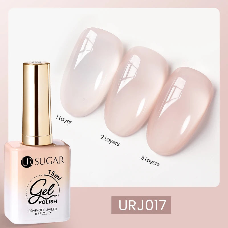 UR SUGAR 15ml Blood Red Jelly Gel Polish – Translucent Crystal Nude Gel for Fall & Winter UV/LED Manicure