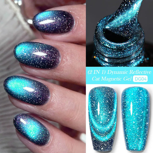 7ml Dynamic Reflective Cat Eye Magnetic Gel – Glitter Soak-Off Nail Polish with 3D Magnet Effect
