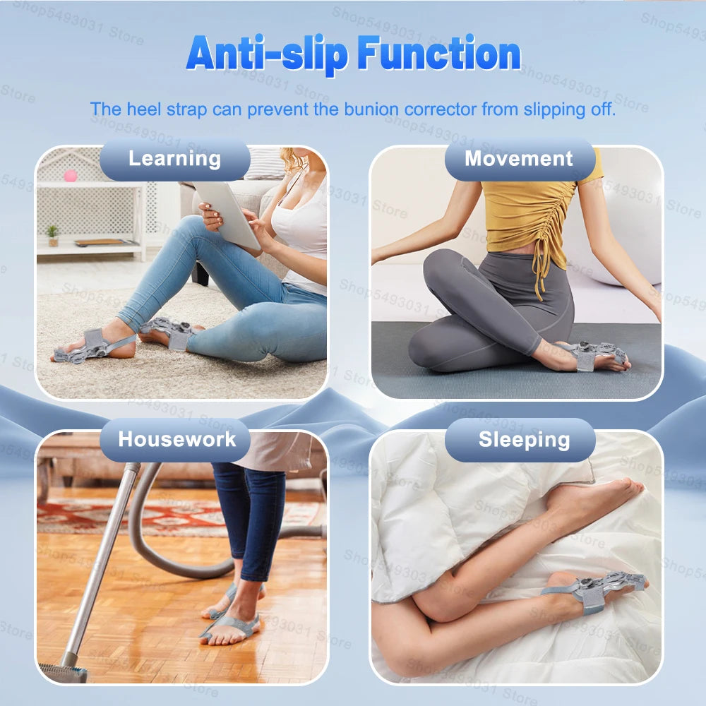 Adjustable Bunion Corrector – Hallux Valgus Toe Straightener with Rotating Knob, Toe Separator & Soft Silicone Pad
