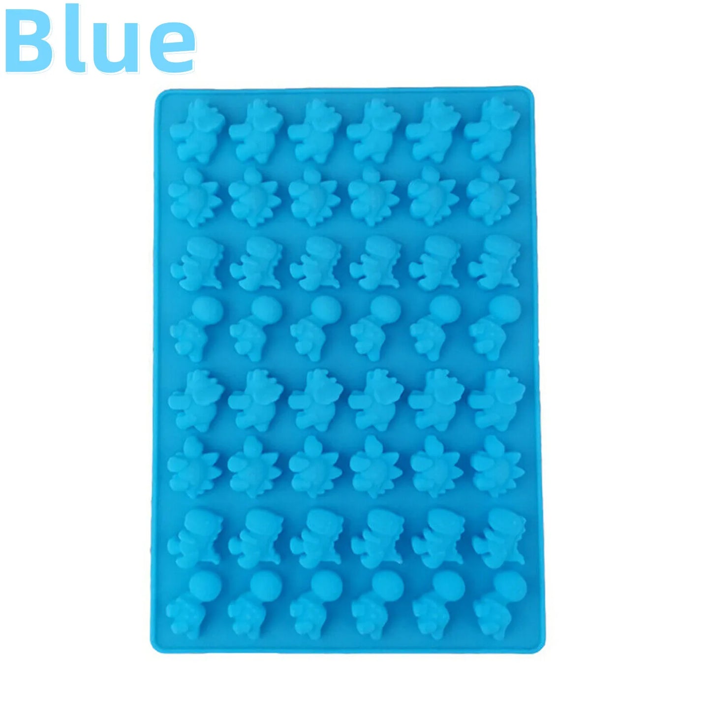 48-Cavity Dinosaur Silicone Mold with Dropper – Candy, Chocolate, Ice Cube & Fondant Tray