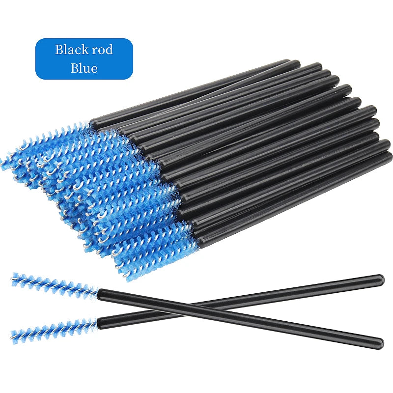 50-Piece Disposable Eyelash Mascara Brushes – Crystal Diamond Handle Spoolies for Lash Extension & Eyebrow Grooming