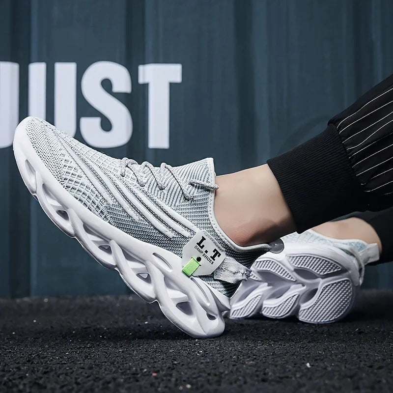 Unisex Low-Top Running Sneakers – Breathable Mesh Sports Shoes with Elastic Band for Jogging and Casual Wear
