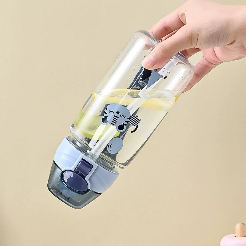 550ml Spill-Proof Cartoon Sippy Cup with Straw and Lid – Portable Drinking Bottle for Toddlers and Kids
