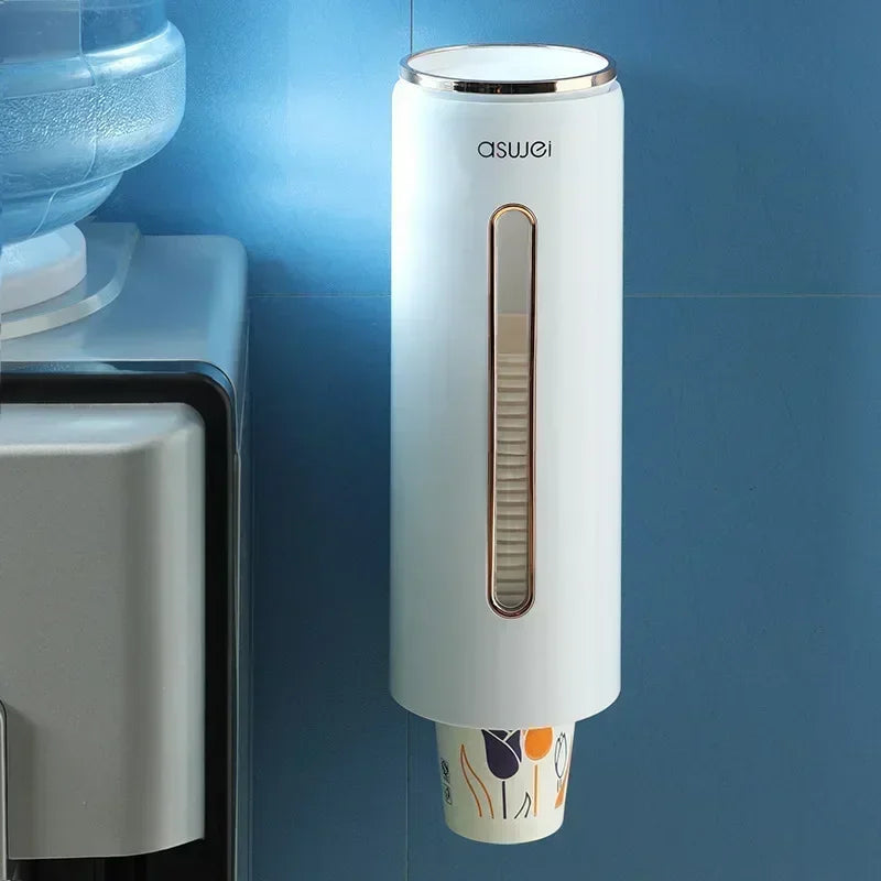 Wall-Mounted Automatic Cup Dispenser – Disposable Paper Cup Holder with Suction Mount