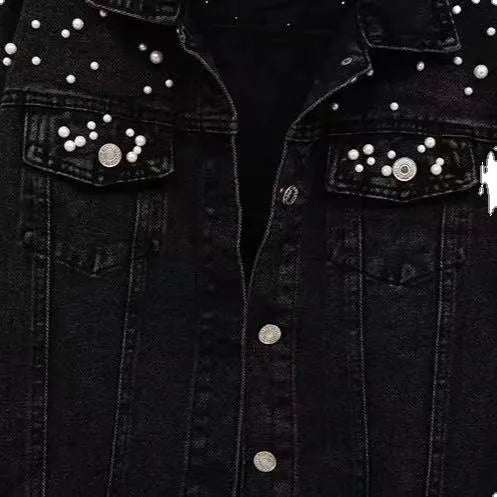 Women's Casual Denim Jacket – Turn-Down Collar, Full Sleeve, Short Loose Fit