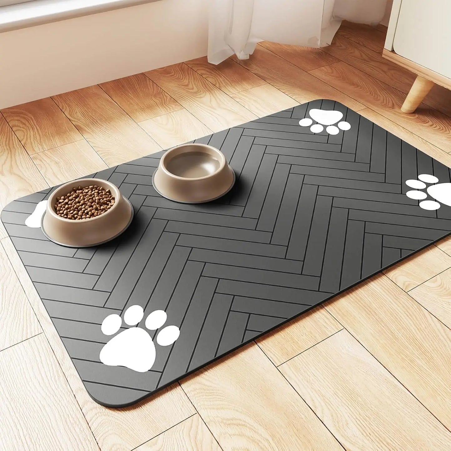 Absorbent Pet Feeding Mat – Quick-Dry Placemat with Waterproof Non-Slip Backing for Dog and Cat Food Bowls