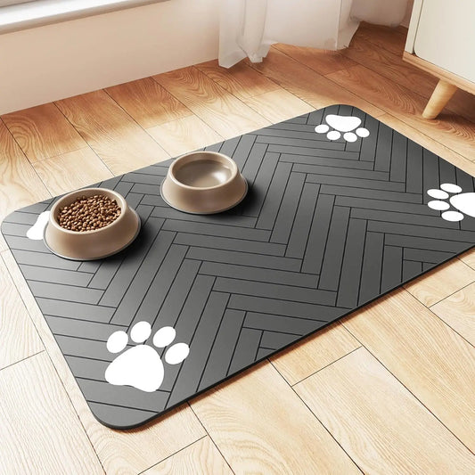 Absorbent Pet Feeding Mat – Quick-Dry Placemat with Waterproof Non-Slip Backing for Dog and Cat Food Bowls