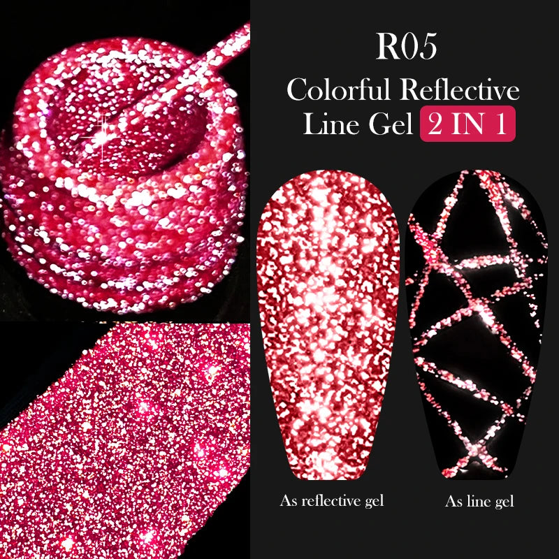 5ml Metallic Gold & Silver Liner Gel – Super Bright Mirror Nail Art Drawing Gel for French Tips & Design