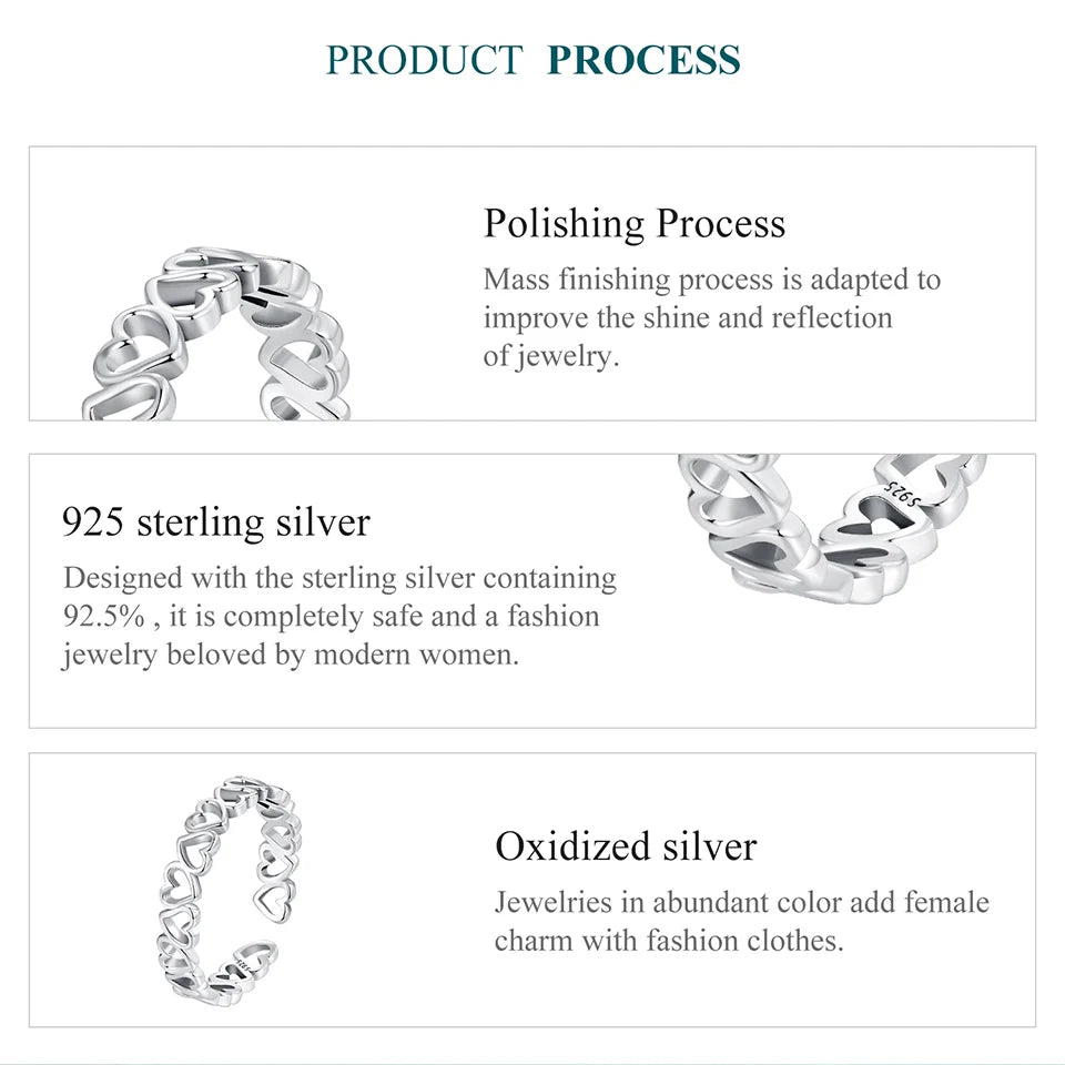 925 Sterling Silver Heart Stackable Ring – Classic Valentine's Love Band for Women