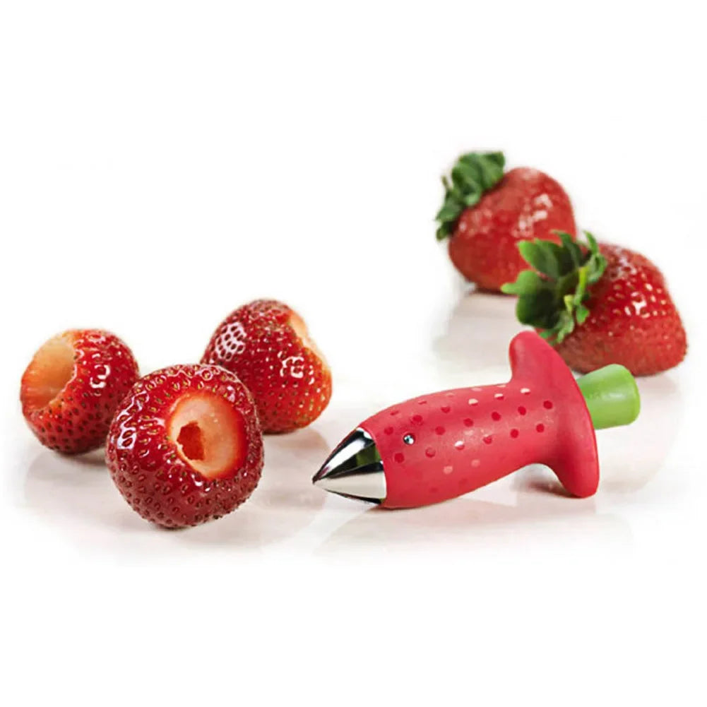 Strawberry Huller and Slicer Tool – Stainless Steel Leaf Stem Remover for Fruit, Salad, Cake, and Kitchen Prep