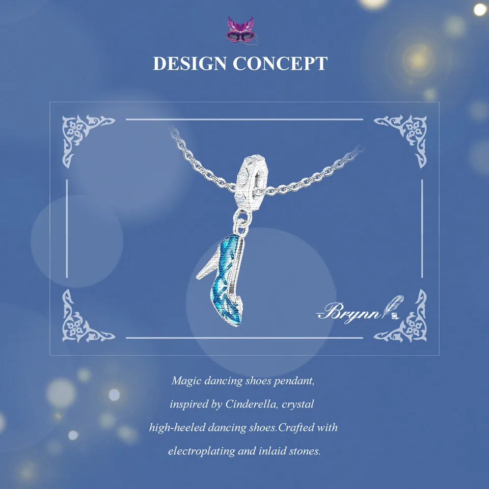Sterling Silver Pumpkin Carriage & Dancing Shoes Charm Bead – Heart-Shaped Pendant for DIY Bracelets