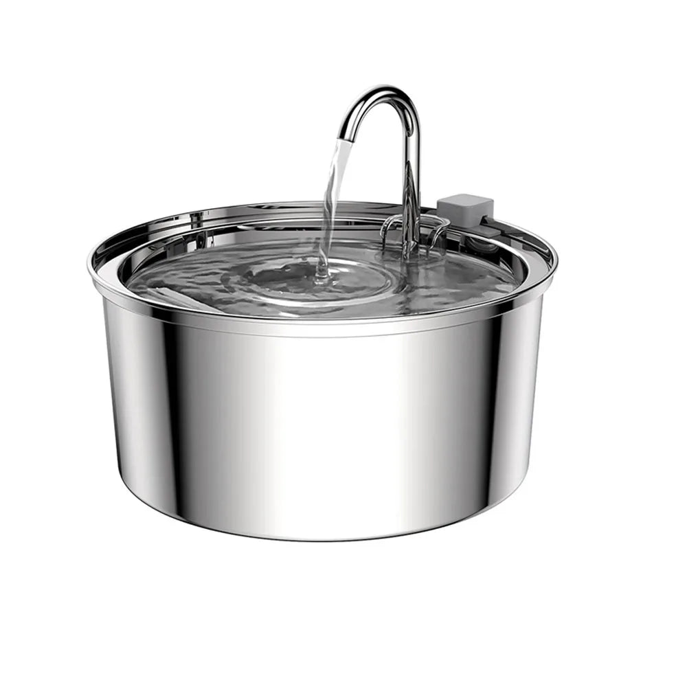 3L Stainless Steel Pet Water Fountain – USB Quiet Smart Automatic Drinking Bowl with Dual Filter for Cats & Dogs