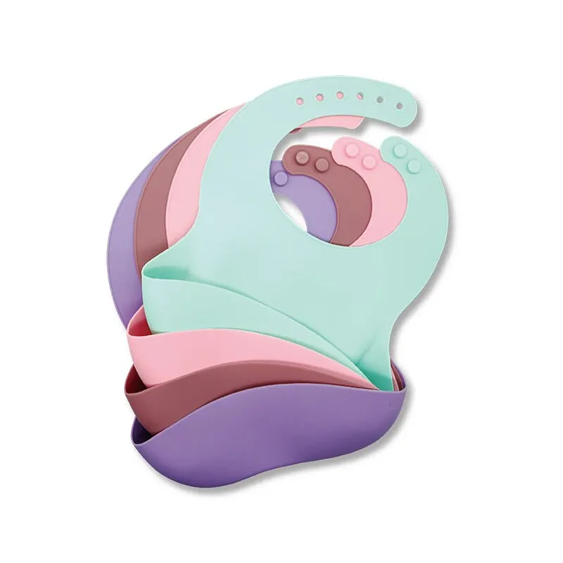 Waterproof Silicone Baby Bib – Adjustable Soft Cartoon Bib for Toddlers (1–3Y, Unisex)