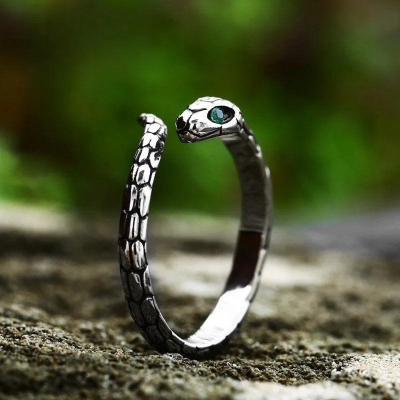 Adjustable Snake-Shaped 925 Sterling Silver Ring for Women – Vintage-Inspired Statement Jewelry