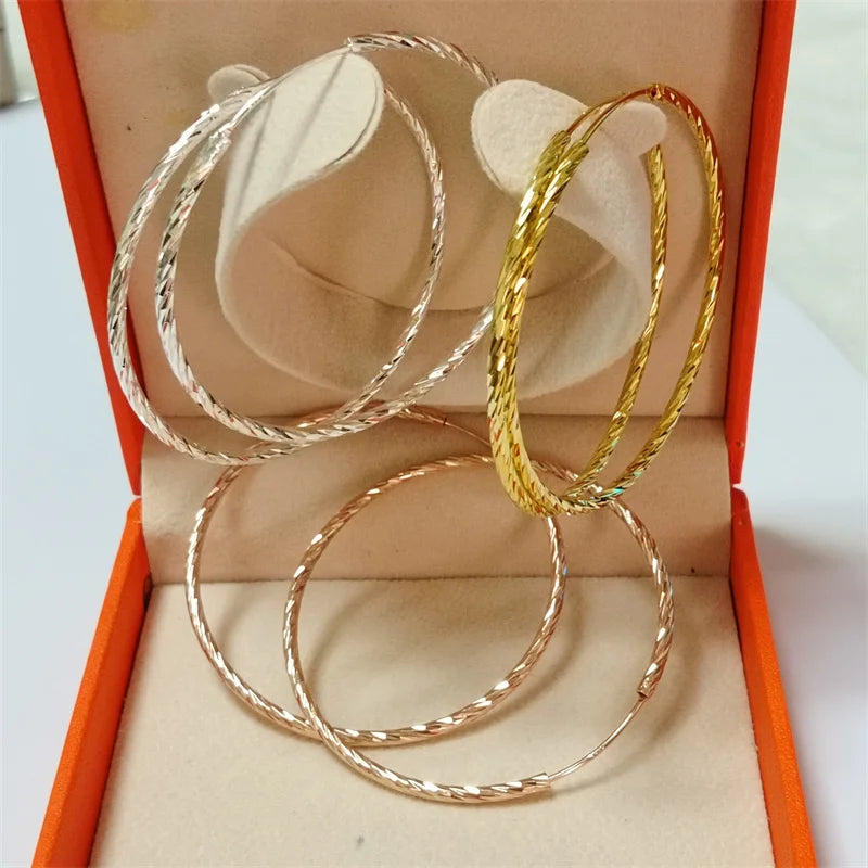 18K Yellow Gold Plated Sterling Silver Hoop Earrings for Women