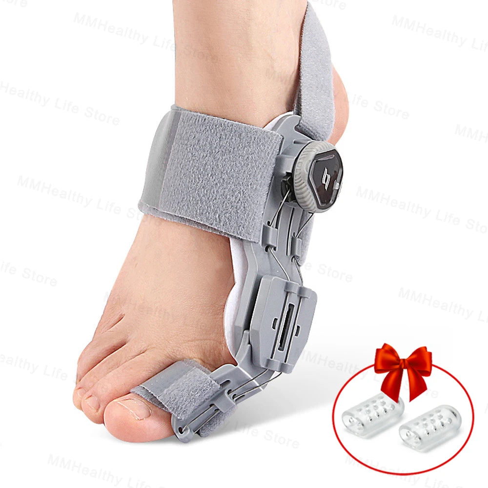 Adjustable Bunion Corrector – Hallux Valgus Toe Straightener with Rotating Knob, Toe Separator & Soft Silicone Pad