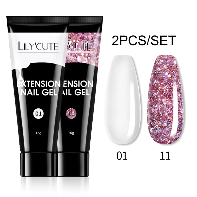 15ml Nail Extension Gel Kit – Soak Off UV Acrylic Gel in White, Clear & Pink for Home or Salon Nail Art