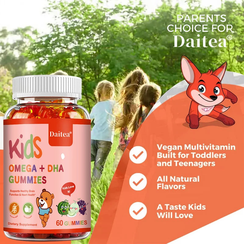 Children's Omega + DHA Gummies – Omega 3-6-9 with Vitamin C for Brain, Heart, Eye & Immune Support – 60 Gummies