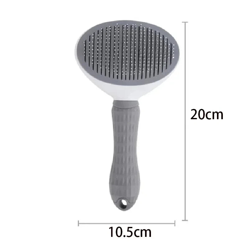 Stainless Steel Pet Grooming Brush – Hair Removal Comb for Long-Haired Dogs and Cats with Anti-Slip Handle
