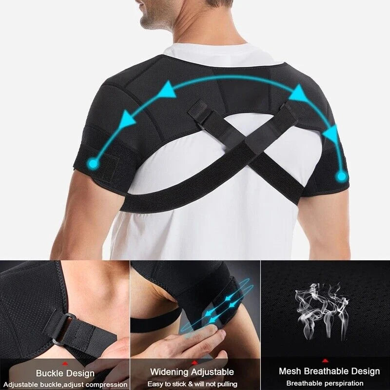 Adjustable Cross Compression Shoulder Brace – Double Bandage Support Strap for Shoulder Protection and Posture Correction