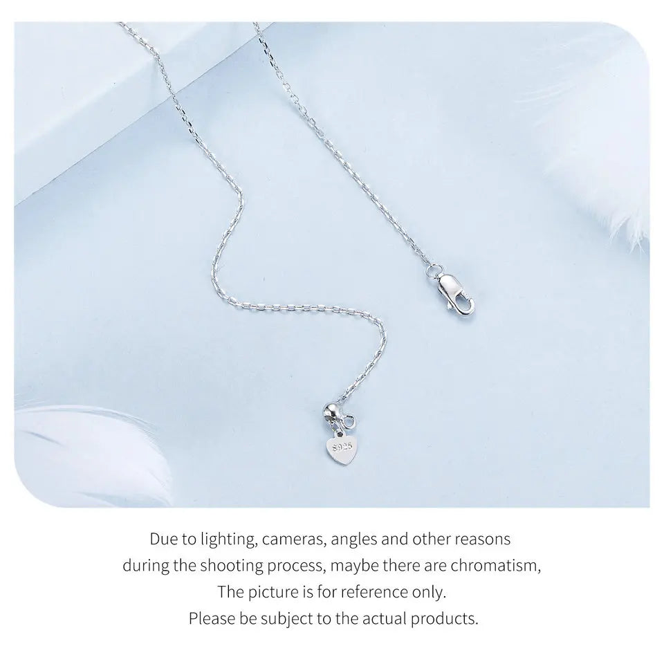 Sun and Moon Pendant Necklace – 925 Sterling Silver White Gold-Plated Energy Symbol Choker for Women