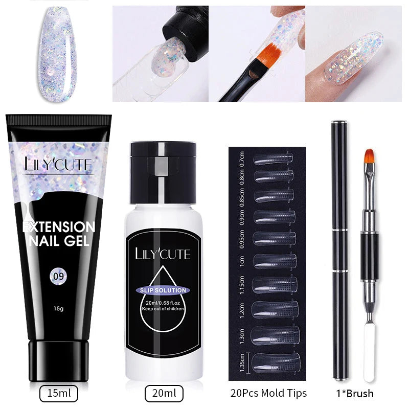 15ml Nail Extension Gel Kit – Soak Off UV Acrylic Gel in White, Clear & Pink for Home or Salon Nail Art
