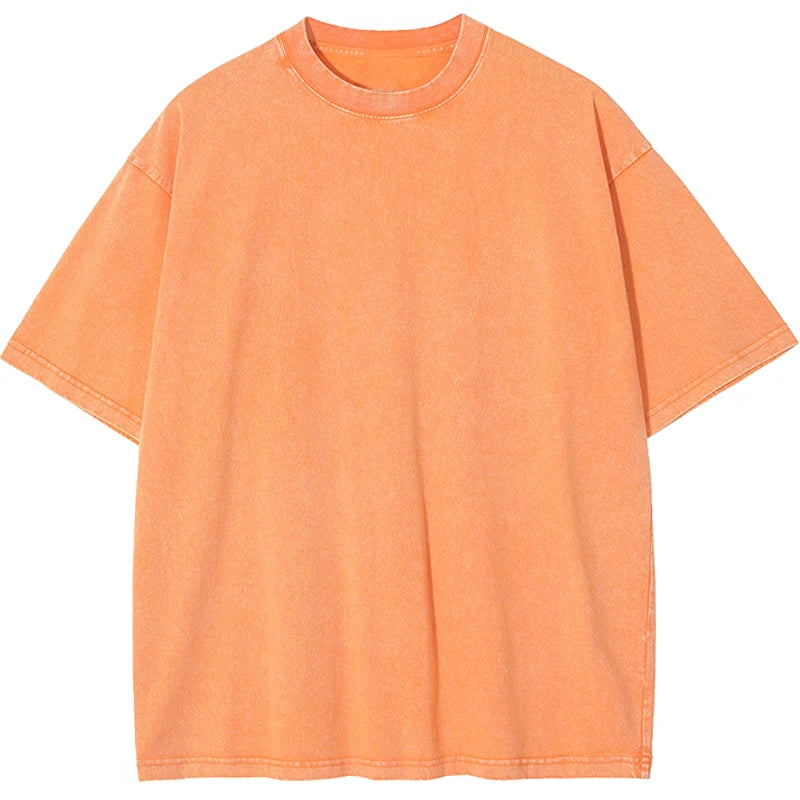 Unisex Washed Vintage Cotton T-Shirt – Loose Fit Retro Hip-Hop Harajuku Style Tee for Streetwear & Casual Summer Looks