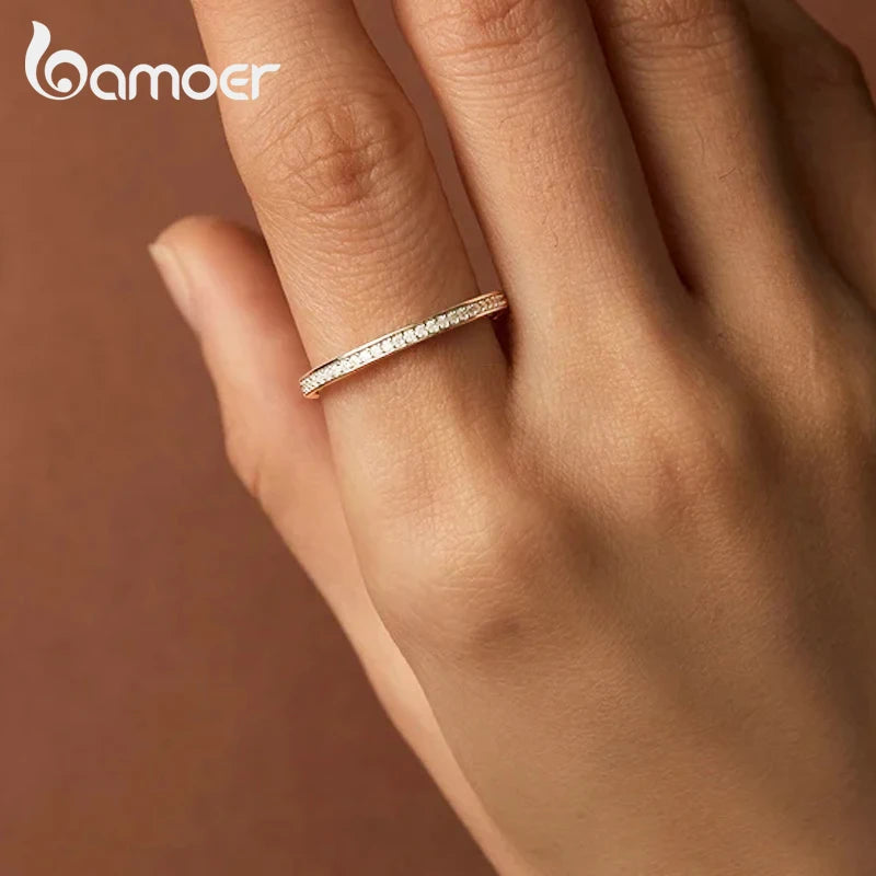 Sterling Silver Moissanite Eternity Wedding Band – Platinum Plated Stackable Ring for Women