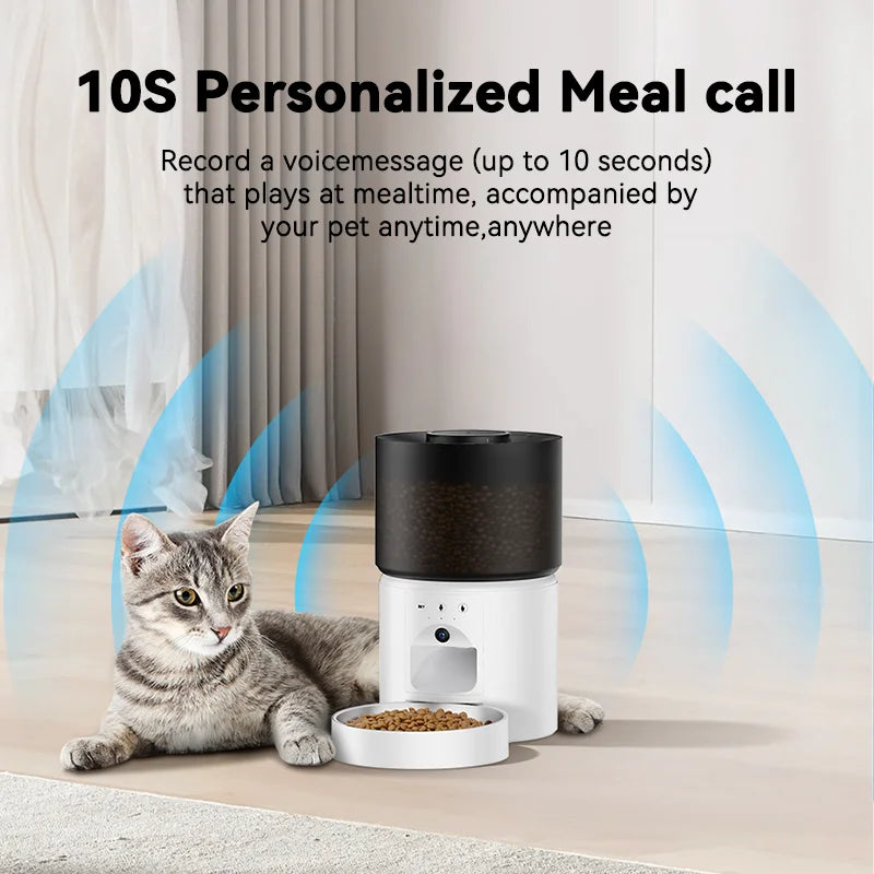 Smart Automatic Pet Feeder with HD Camera – APP-Controlled Cat & Dog Food Dispenser, 3L Capacity, Night Vision, Voice Call, Dual Power