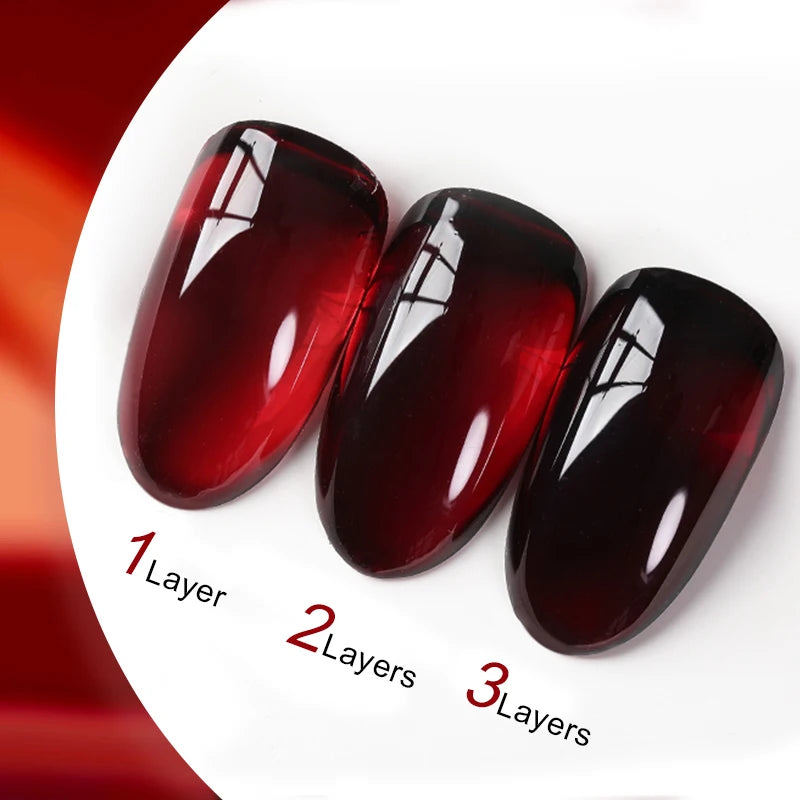 UR SUGAR 15ml Blood Red Jelly Gel Polish – Translucent Crystal Nude Gel for Fall & Winter UV/LED Manicure