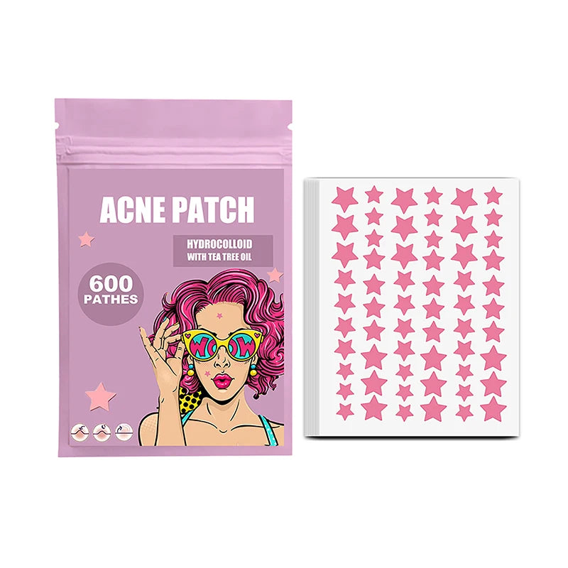 300/600/1200pcs Star-Shaped Acne Pimple Patches – Invisible Hydrocolloid Spot Stickers for All Skin Types