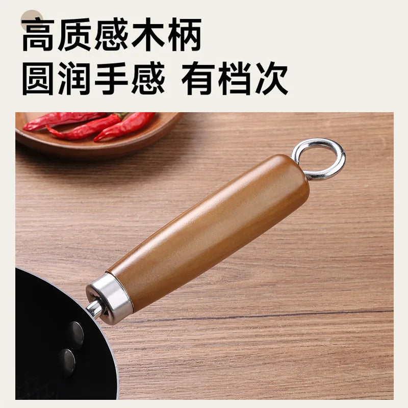 Small Cast Iron Frying Pan – Flat Bottom Non-Coated Stir Fry & Stew Pan for Gas Stove and Induction Cooker