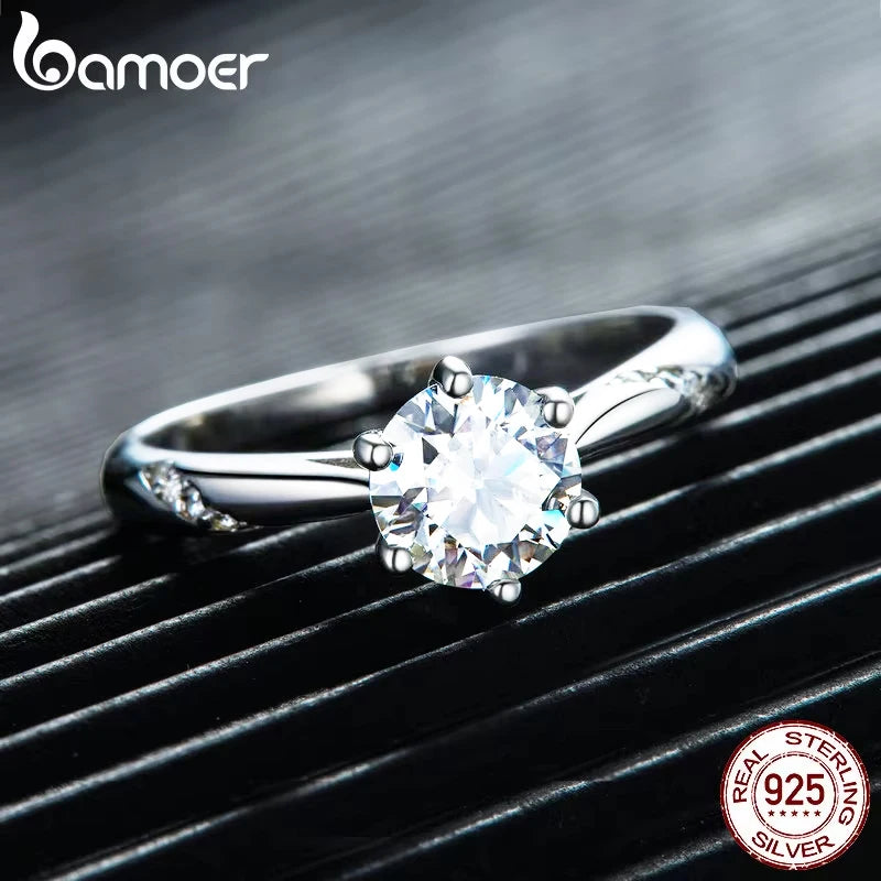 1 Carat Round Moissanite Solitaire Engagement Ring – D Color VVS1 Stone on 925 Sterling Silver for Women