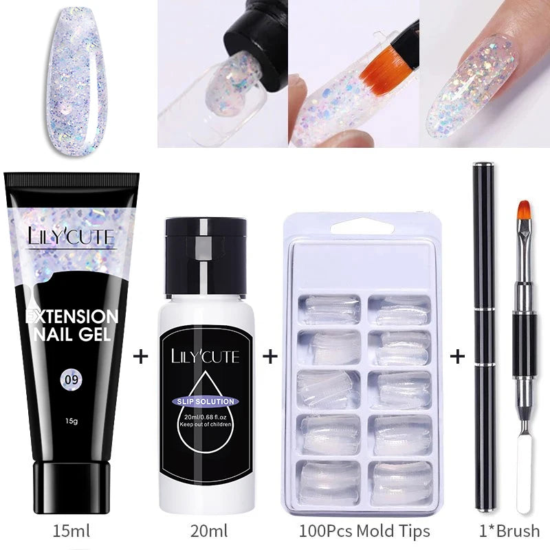 15ml Nail Extension Gel Kit – Soak Off UV Acrylic Gel in White, Clear & Pink for Home or Salon Nail Art