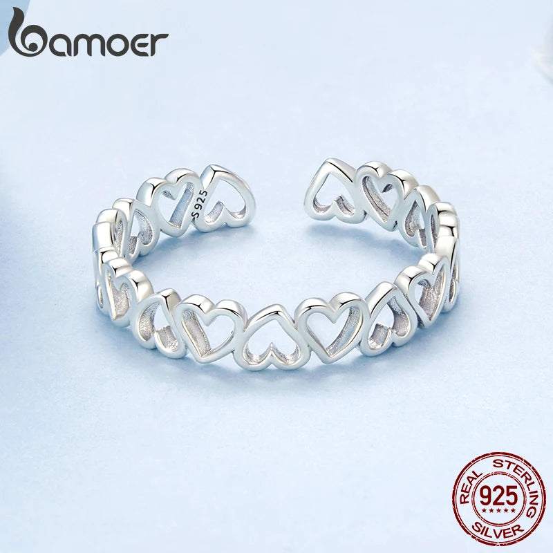 925 Sterling Silver Heart Stackable Ring – Classic Valentine's Love Band for Women