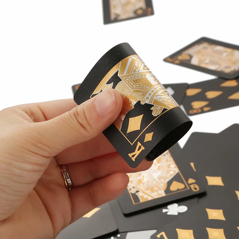 24K Gold Waterproof Plastic Playing Cards – Durable PET Poker Deck for Table Games & Gift Nights