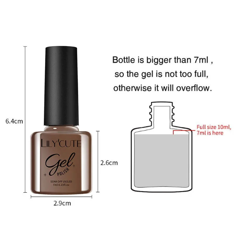 7ml Brown, Red & Purple Nail Gel Polish – Coffee Color Series Semi-Permanent Soak-Off UV Gel for Nail Art